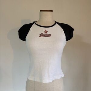 Vintage Houston Astros Baby Tee Antigua Sport White Black Y2K MLB